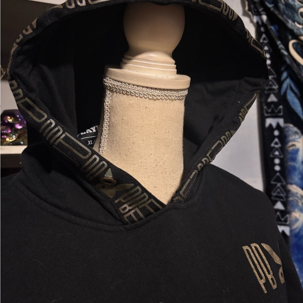 Men’s Playboy Pursue Your Dream Black Gold Logo Hoodie XL Streetwear - Picture 5 of 12
